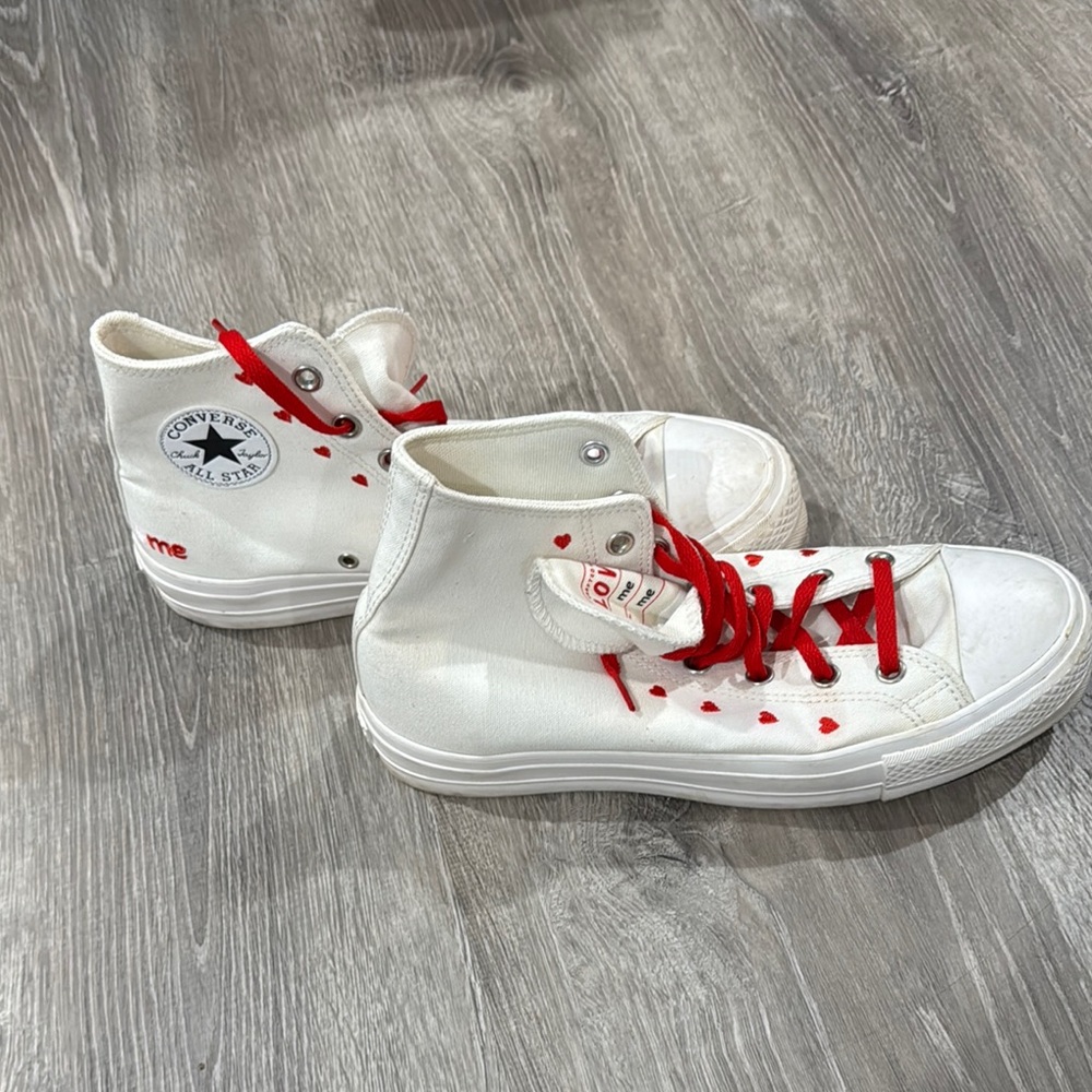Converse High-Tops with Red Heart Details